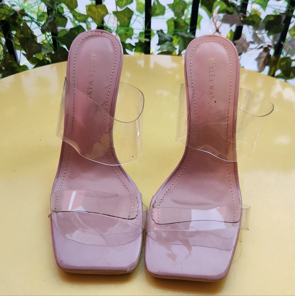 Azela Wang Blush Pink Heels with Clear Straps